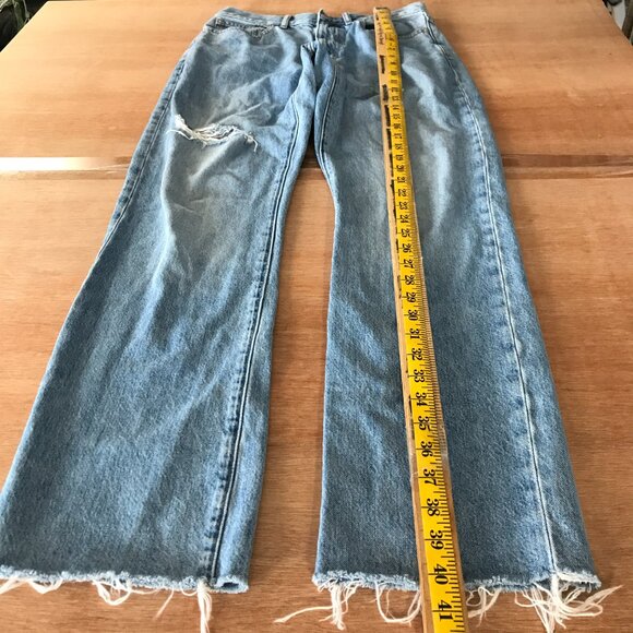 Madewell 90s Straight Jeans Women 27 Blue High Rise Distressed Raw Hem Stretch - Picture 5 of 14